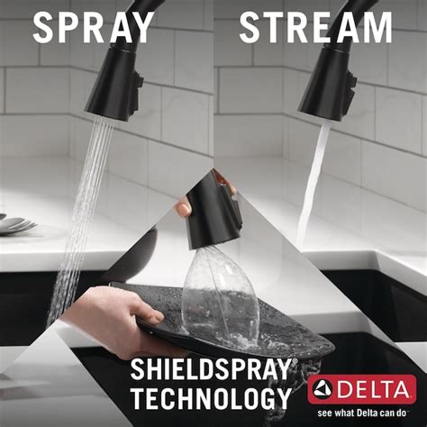 Delta Lenta Matte Black Single Handle Pull-down Kitchen Faucet with ...