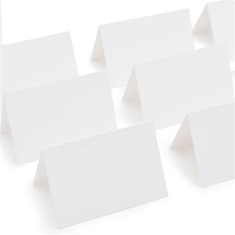 AZAZA 50 Pcs White Blank Place Cards - Textured Table Tent Cards ...