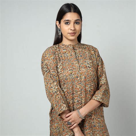 Kalamkari Block Printed Cotton Long Kurta For Women