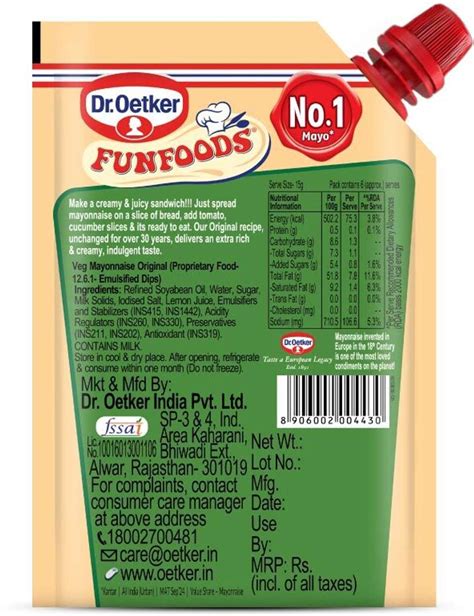 FUNFOODS by Dr. Oetker Veg Mayonnaise Original Price in India - Buy ...