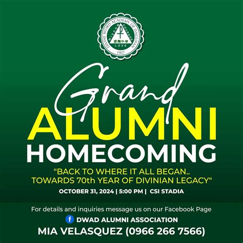 DWAD ALUMNI HOMECOMING GRAND ALUMNI HOMECOMING UPDATE ? Tickets are ...