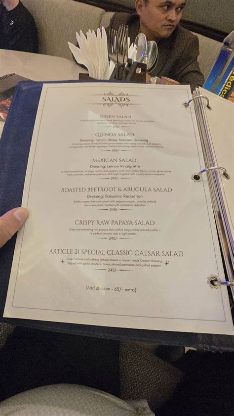 Menu at Article Twenty One Restaurant, New Delhi