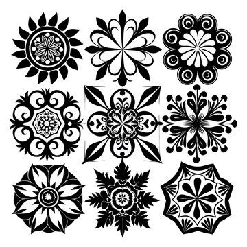 A collection of black and white designs and designs | Premium Vector