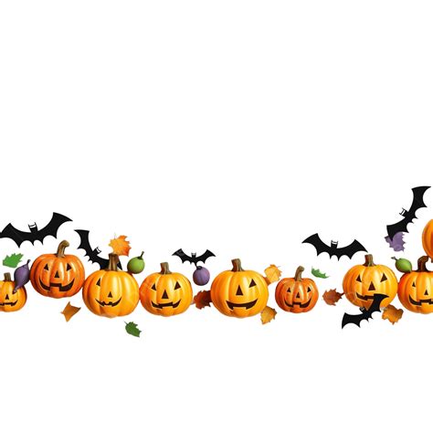 Halloween Border Made Of Different Colors Decorative Pumpkins And Bats, Halloween Border ...