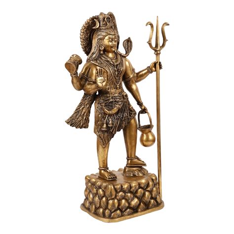Buy Brass Superfine Standing Lord Shiva Statue - 30 Inch - Budhshiv.com