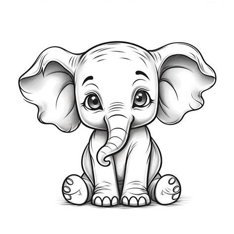 Premium AI Image | A drawing of a baby elephant sitting down with its ...