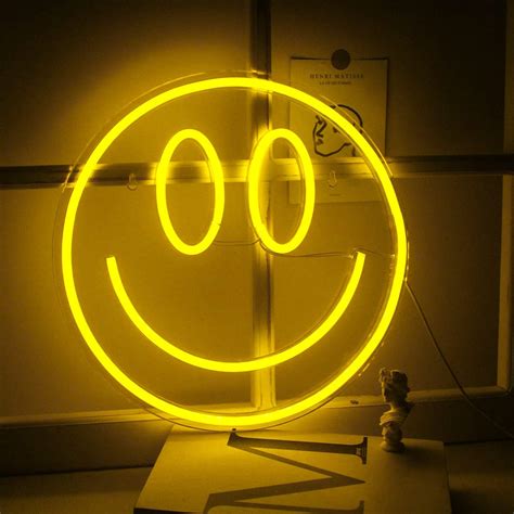Buy Smile Face Neon Sign Led Neon Light Wall Decor Smiley Face Light Up ...
