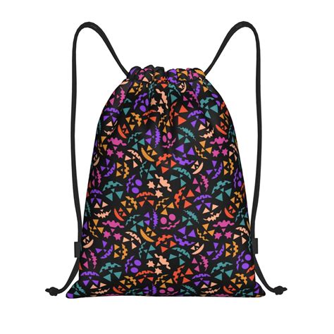 Zufioo Colorful Pumpkin Faces Sports Cinch Sack Gym String Bags Machine ...