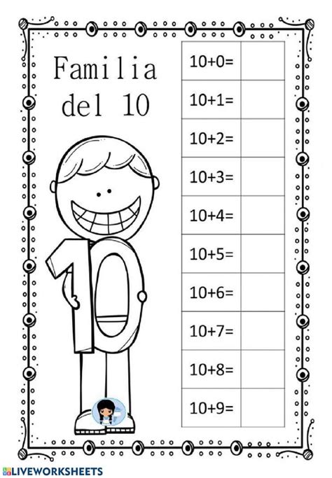 Vea los detalles de la imagen relacionada. Familia del 10 interactive worksheet | Math division worksheets ...