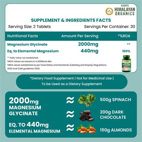 Vlado's Himalayan Organics Chelated Magnesium Glycinate Supplement 200