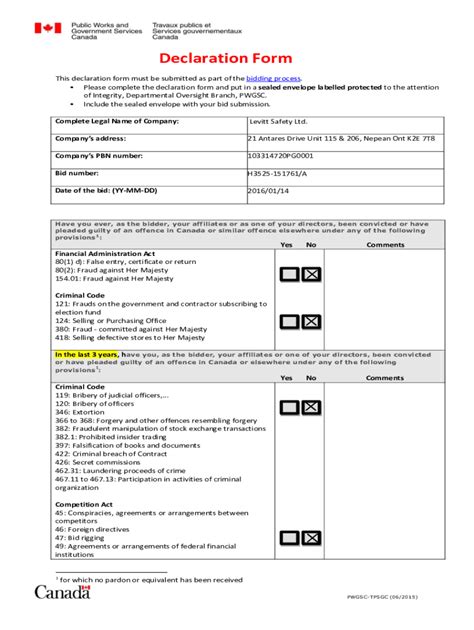Fillable Online Declaration form for procurement - Public Services and ...
