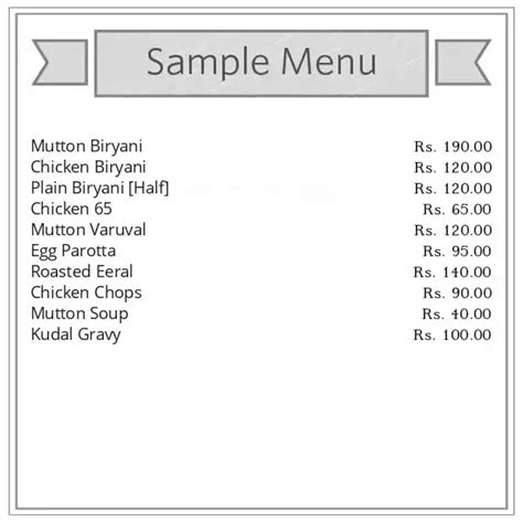 Menu at Panaimararthu Biryani Kadai - Original, Madurai