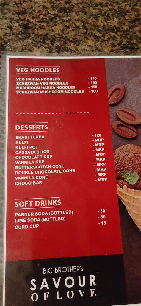 Menu at BIG BROTHER RESTAURANT, Avinashi