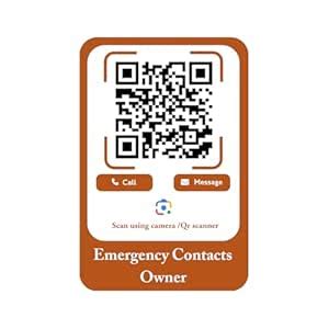 Emergency Contact QR Code for Car - Orange : Amazon.in: Car & Motorbike