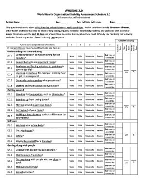 Whodas Ssi Form - Fill Online, Printable, Fillable, Blank | pdfFiller