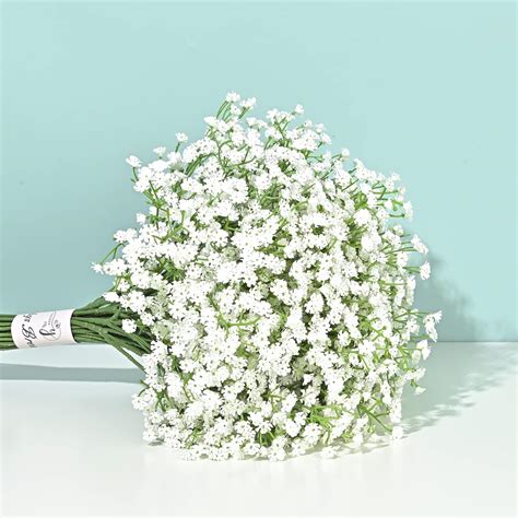Amazon.com: Yastouay Babys Breath Artificial Flowers, 6Pcs Fake White ...