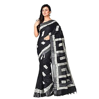 Buy Crochetin Women's Pure Cotton Cotton Linen Handloom Saree with ...