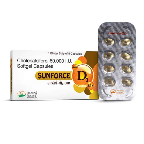 Sunforce D3 60K – Vitamin D3 60000 IU Capsules for Bone Health ...