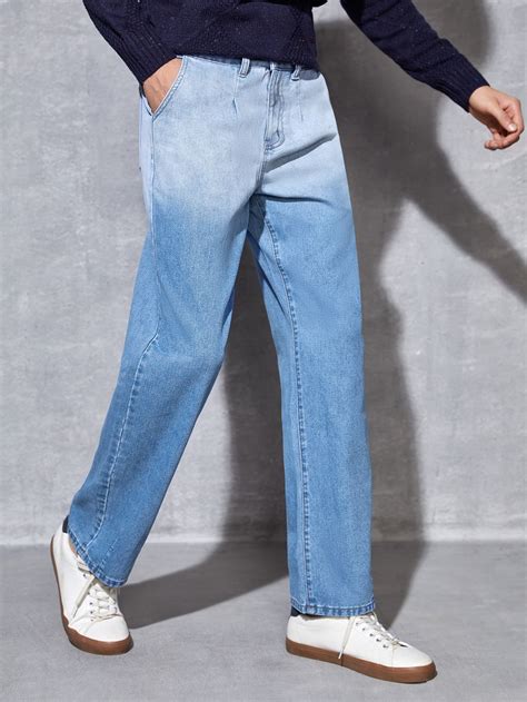 Men High Waist Ombre Straight Leg Jeans | Denim jeans fashion, Cool ...