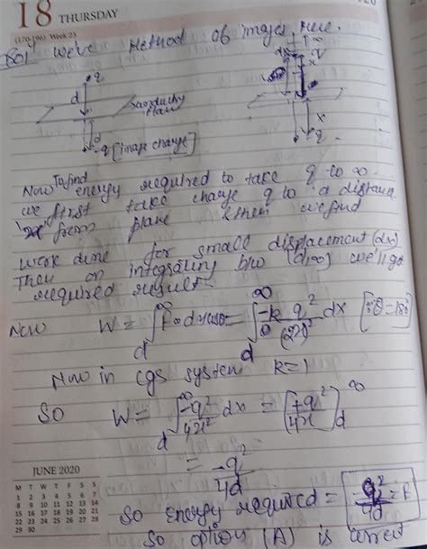 17. a point charge q is at a distance d from a conducting plane, the ...