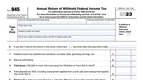 Image result for Form 945