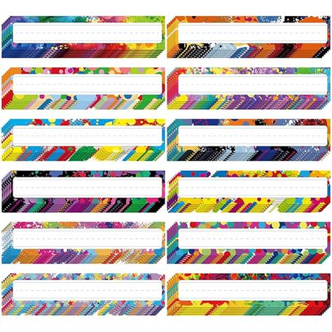 Buy 72 Pcs Classroom Desk Name Plate Tags Colorful Nameplates Confetti ...