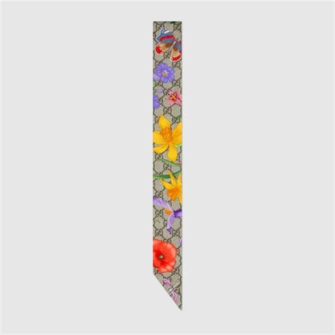 GG Flora print silk ribbon in pink | GUCCI® AU