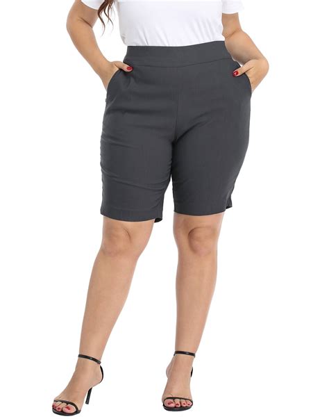 HDE Plus Size Bermuda Shorts for Women with Pockets Charcoal 2X ...