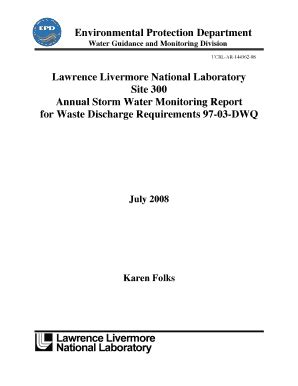 Fillable Online Lawrence Livermore National Laboratory Site 300 Annual ...