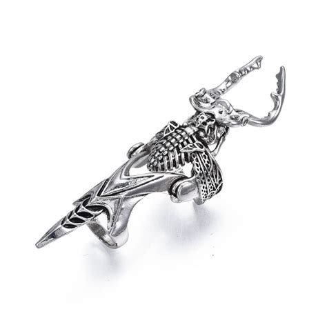 Via Mazzini Alloy Punk Bikers Antique Silver Finish Deadly Beetle Long ...