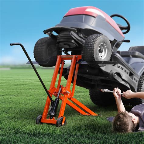 VEVOR Lawn Mower Lift with Hydraulic Jack, 500 Lbs Weight Capacity, Solid Carbon Steel Lawn ...