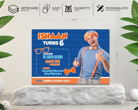 Blippi Theme Cutomized Invite | Customized Party Supplies Online ...