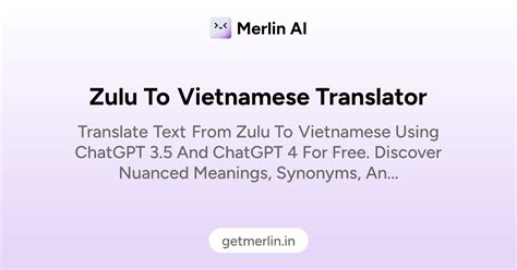Zulu to Vietnamese Translator