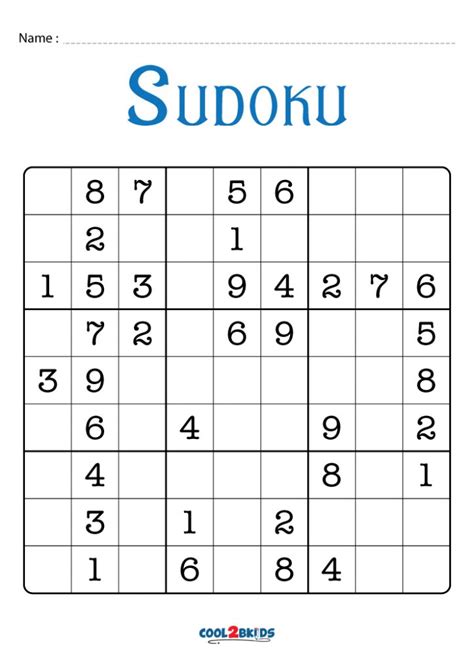 Easy Sudoku Printable 的图像结果