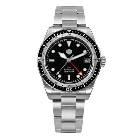 San Martin NH34 GMT Bidirectional Bezel Light Date SN0112G - Black Bez ...