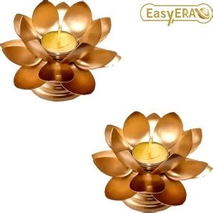 Easyera Iron Beautiful Design Lotus Shaped Candle Holder Stand Iron 2 ...