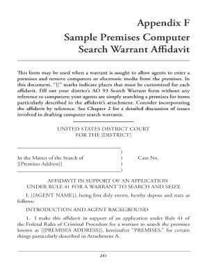 Fillable Online clarkcunningham Sample Premises Computer Search Warrant ...
