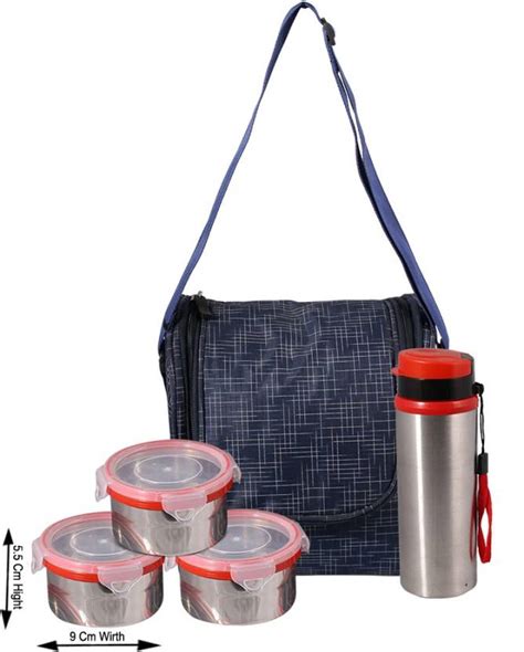 Flipkart.com | Topware Premium Lunch Box with Bottle - Black check | 3 ...
