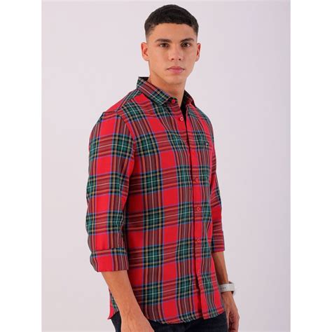 Buy The Indian Garage Co Men Slim Fit Checks Full Sleeves Cutaway ...