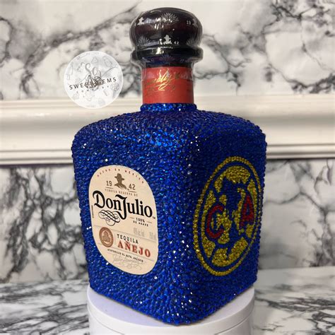 Bedazzled Tequila Bottle 750ml EMPTY, Club America Bottle, Azul Crema ...