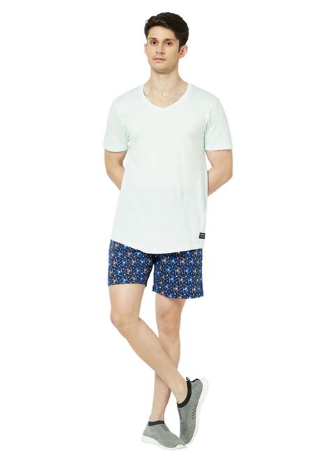 T.T. Mens Cotton Regular Fit Printed Bermuda Shorts With Zipper Navy-G ...