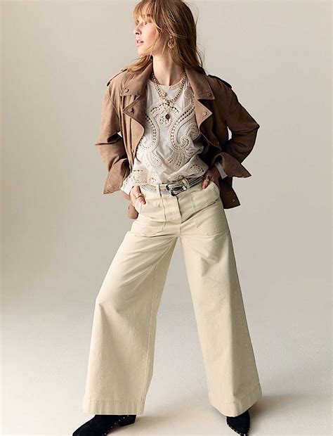 Buy Pure Cotton Patch Pocket Wide Leg Trousers at Marks & Spencer