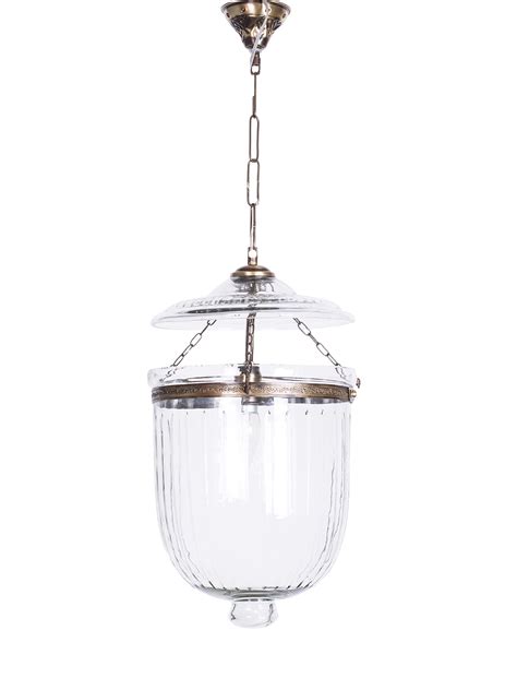 Pendant Lights | Hundi Line Cut Glass Bell Jar Hanging Lantern