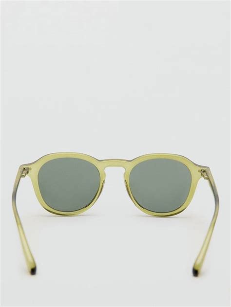 Mango Justin Round Sunglasses, Pale Green/Grey Green, One Size