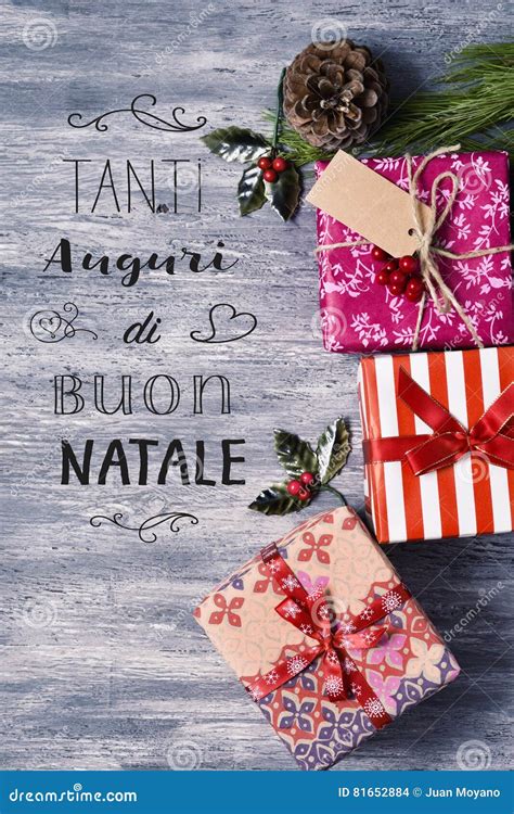 Text Tanti Auguri Di Buon Natale, Merry Christmas in Italian Stock ...