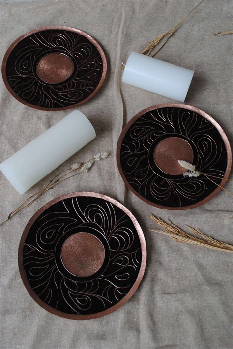 EkiBeki Handcrafted Copper Enamel Lakire Koyari Black Wallplate (2 siz ...