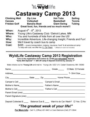 Fillable Online owatonna younglife WL Castaway Flyer 2013 - Young Life ...