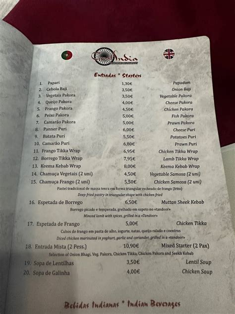 Menu at Great India Tandoori Restaurant, Albufeira