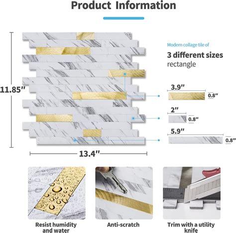 Buy Art3d 1-Sheet Peel and Stick Backsplash Tile for Kitchen Bathroom ...