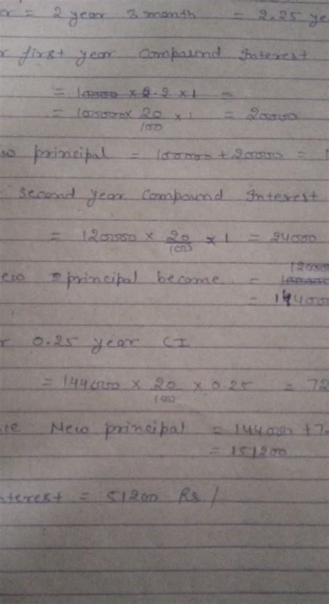 The compound interest on Rs 100000 at 20% per annum for 2 years 3 ...